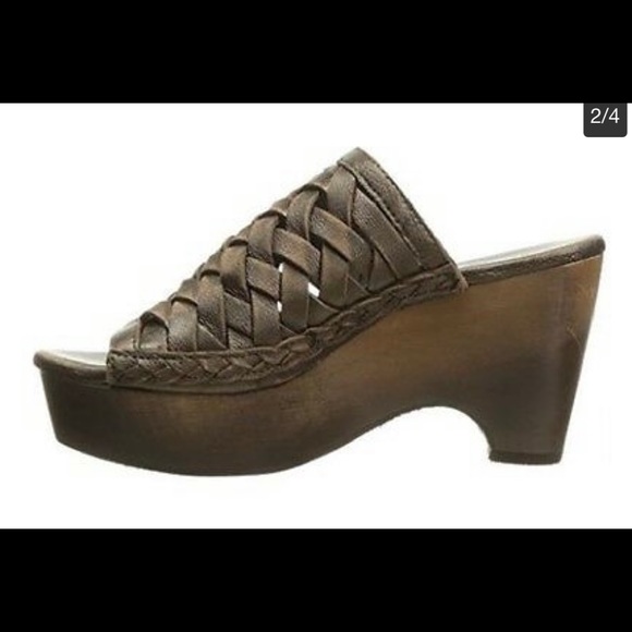 Naughty Monkey Fringe Benefit Wooden Platform Clog - Picture 2 of 12